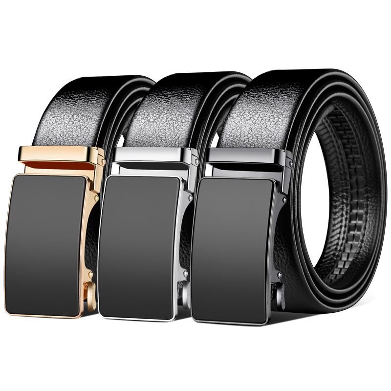 Men's genuine leather automatic buckle belt, fashionable and business pure cowhide belt, men's business high-end belt