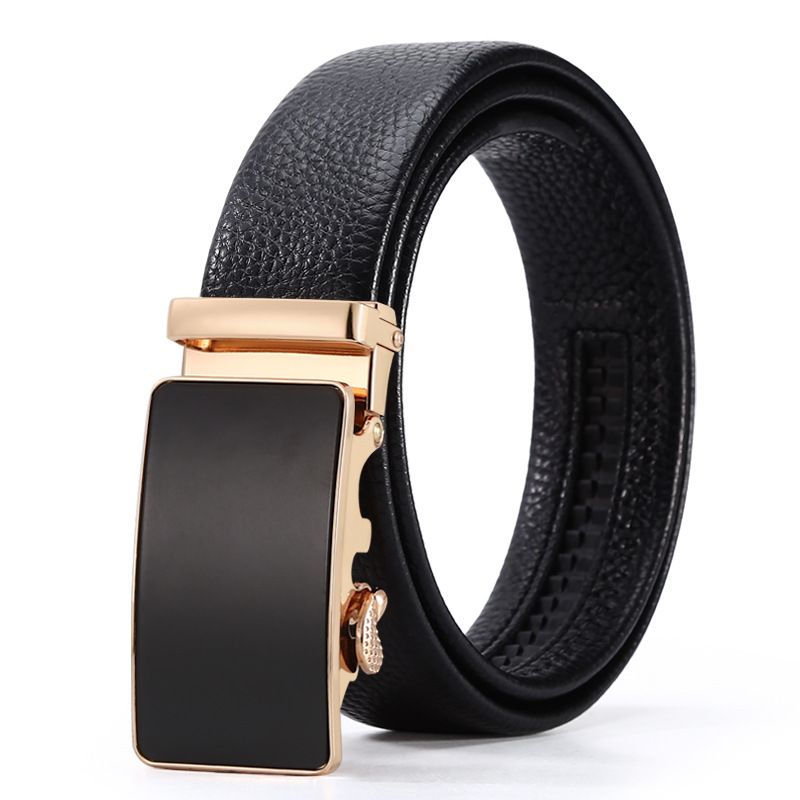 Men's genuine leather automatic buckle belt, fashionable and business pure cowhide belt, men's business high-end belt