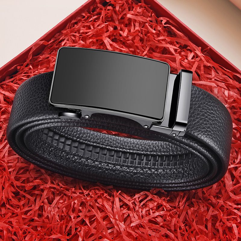 Men's genuine leather automatic buckle belt, fashionable and business pure cowhide belt, men's business high-end belt