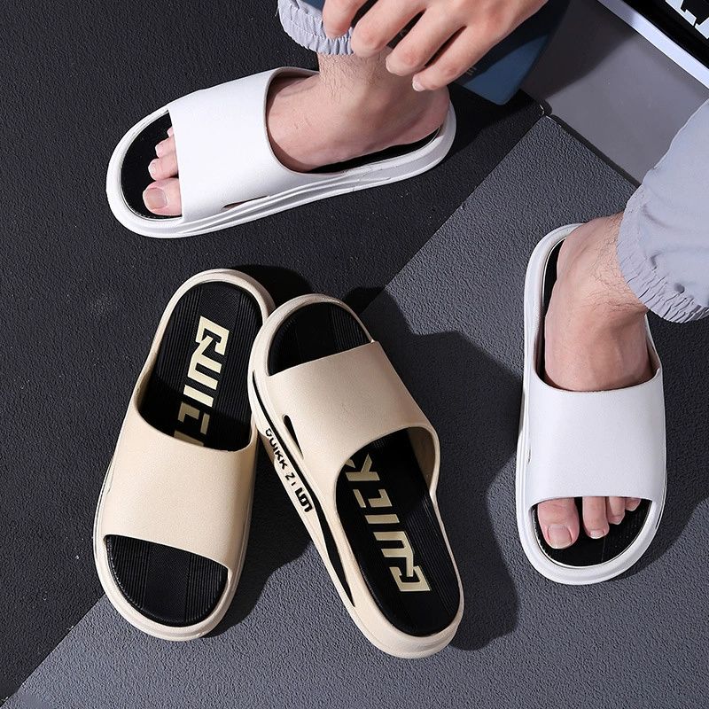 Summer Sports Outdoor Men's Slippers Platform Open-toe Thick-soled Slippers Simple Bathroom Casual Beach Shoes Couple Sandals