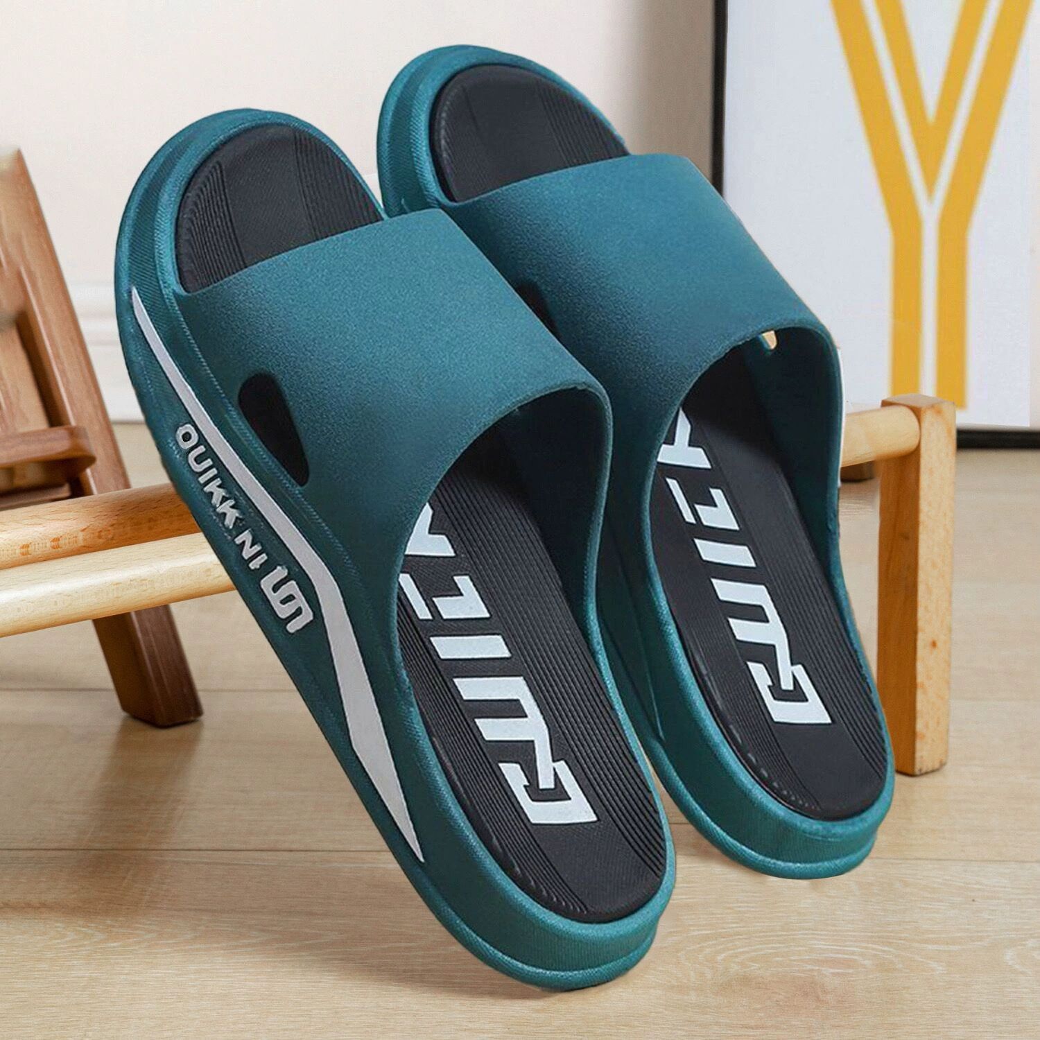 Summer Sports Outdoor Men's Slippers Platform Open-toe Thick-soled Slippers Simple Bathroom Casual Beach Shoes Couple Sandals