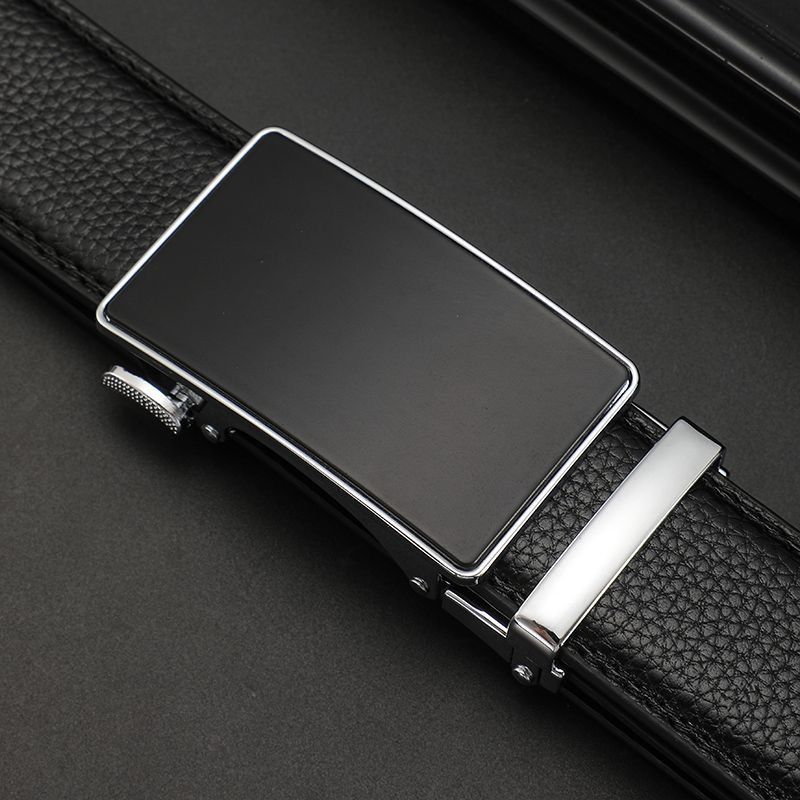 Men's genuine leather automatic buckle belt, fashionable and business pure cowhide belt, men's business high-end belt