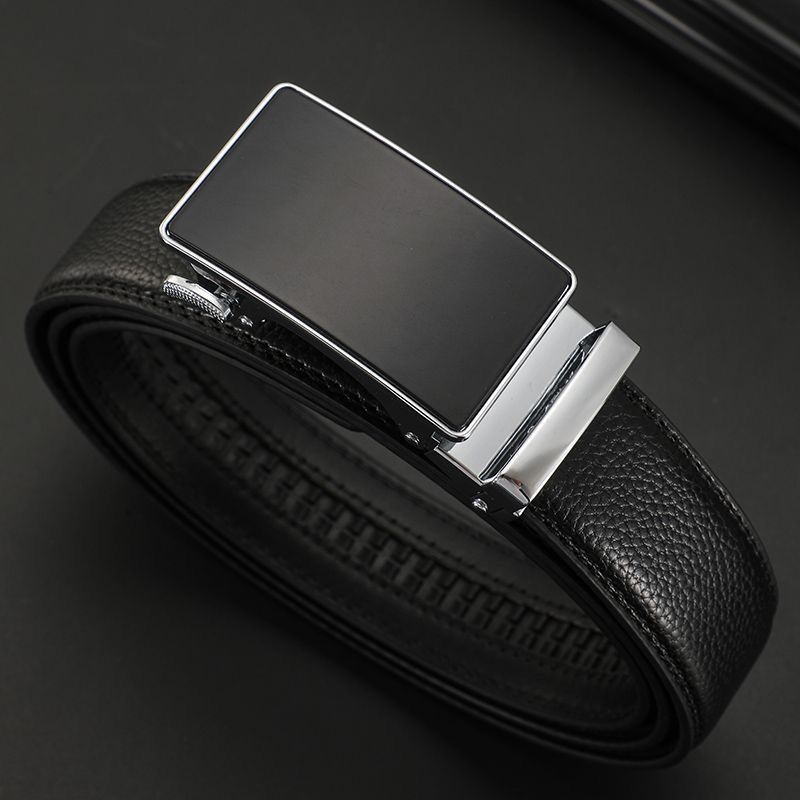 Men's genuine leather automatic buckle belt, fashionable and business pure cowhide belt, men's business high-end belt