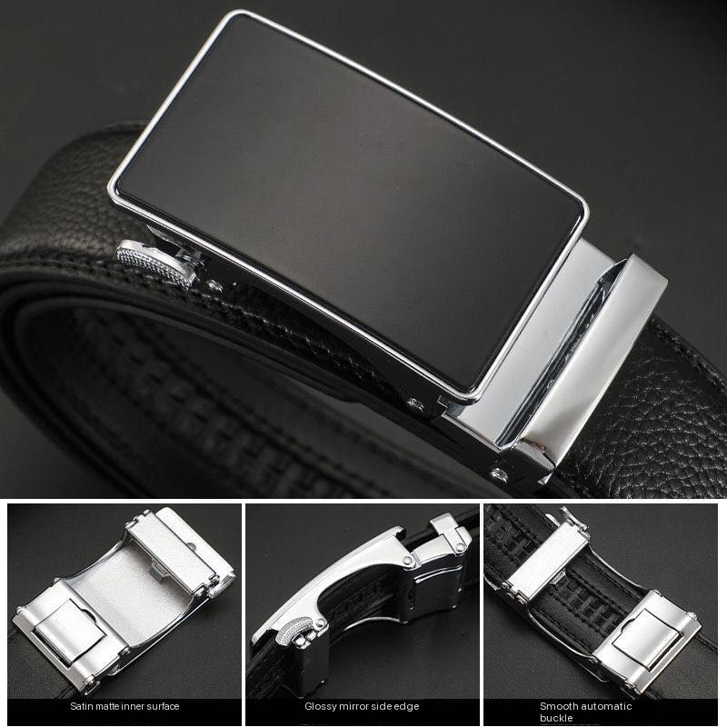 Men's genuine leather automatic buckle belt, fashionable and business pure cowhide belt, men's business high-end belt