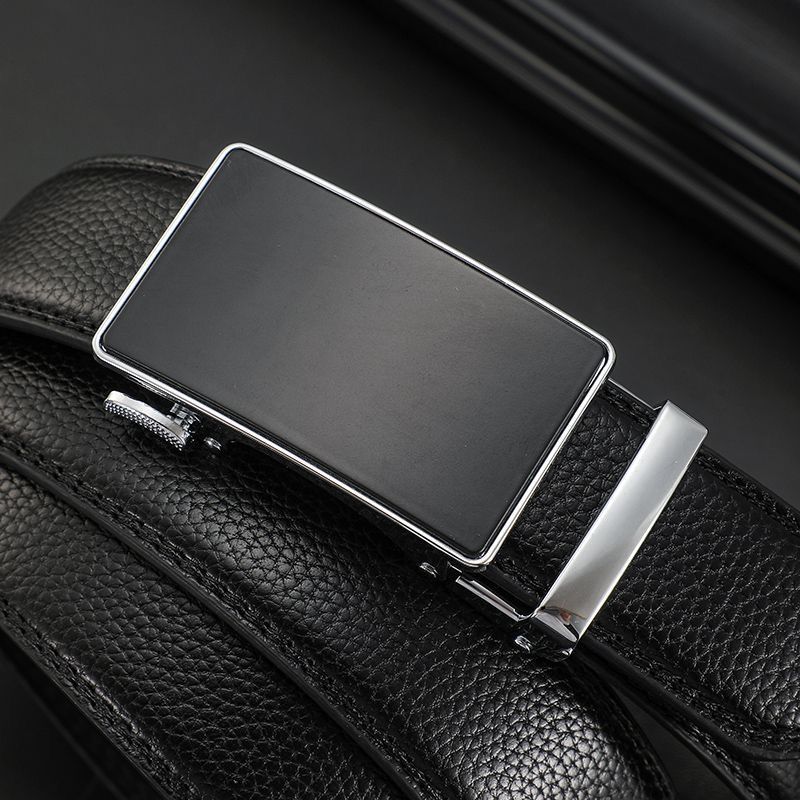 Men's genuine leather automatic buckle belt, fashionable and business pure cowhide belt, men's business high-end belt