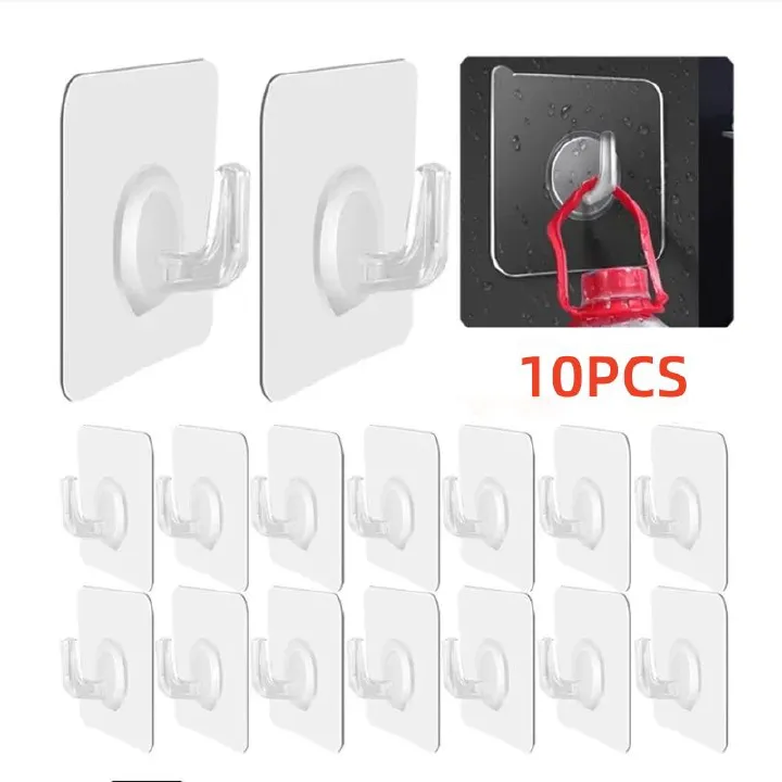 10PCS/set   Nail free hook self-adhesive door wall hook, kitchen bathroom towel key holder hook
