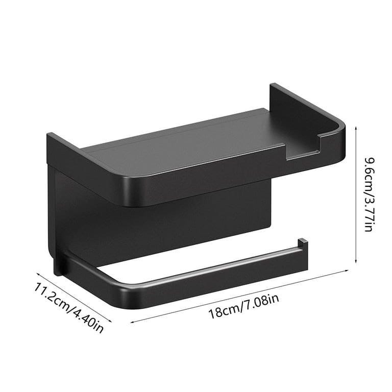 Self Adhesive Toilet Paper Holder with Phone Shelf, Wall Mounted Toilet Paper Roll Holder, Bathroom Washroom Tissue Roll Holder with Shelf, Toilet Paper Roll Dispenser