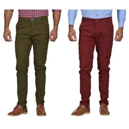 CLEARANCE OFFER 2 Pack Soft Khaki Pants ---Slim Fit Jungle Green + Maroon