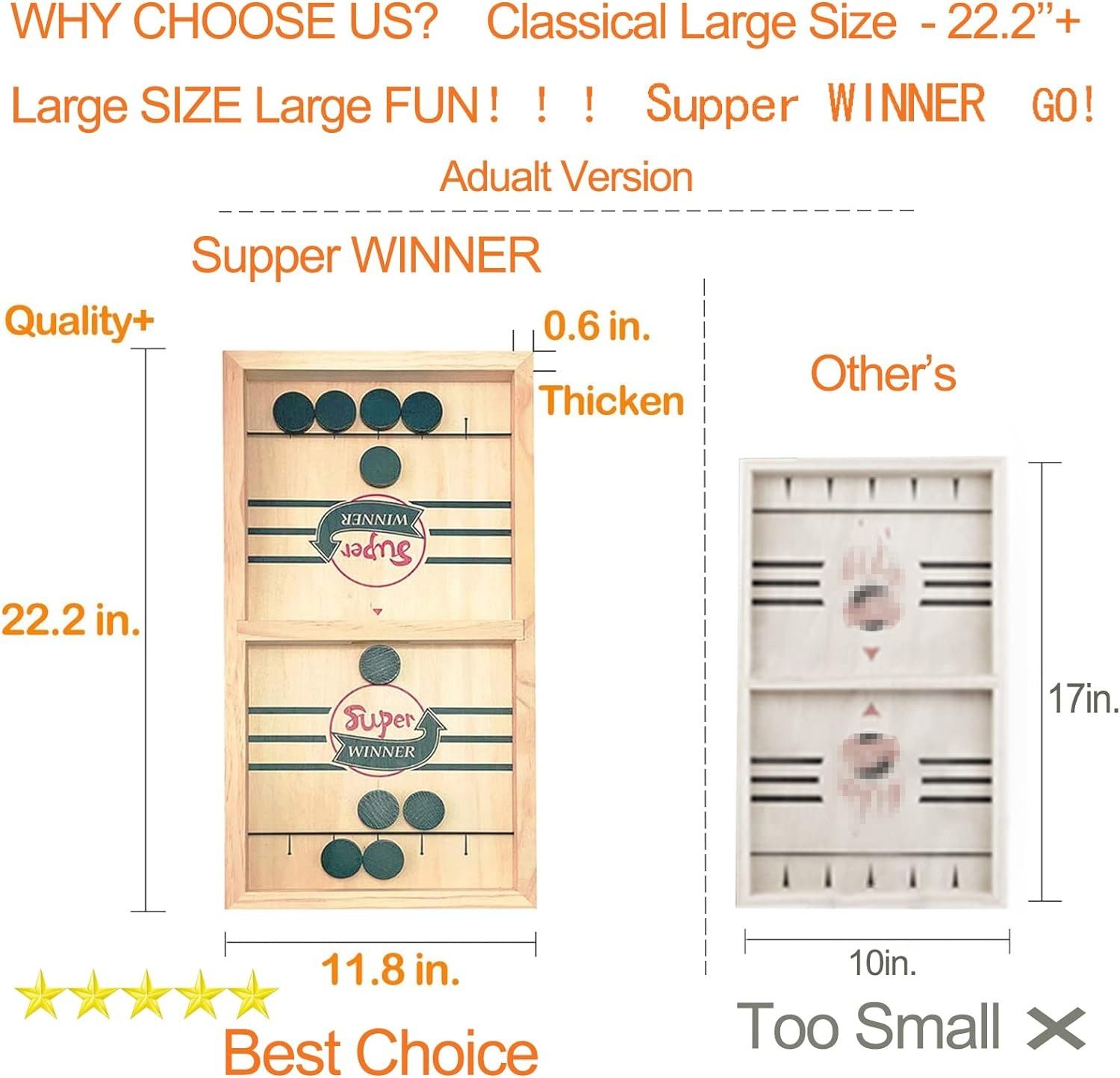 Fast Sling Puck Game,Sling Puck Game,Super Winner Games Toy,Paced Winner Board Games Toys for Kids & Adults Large Size