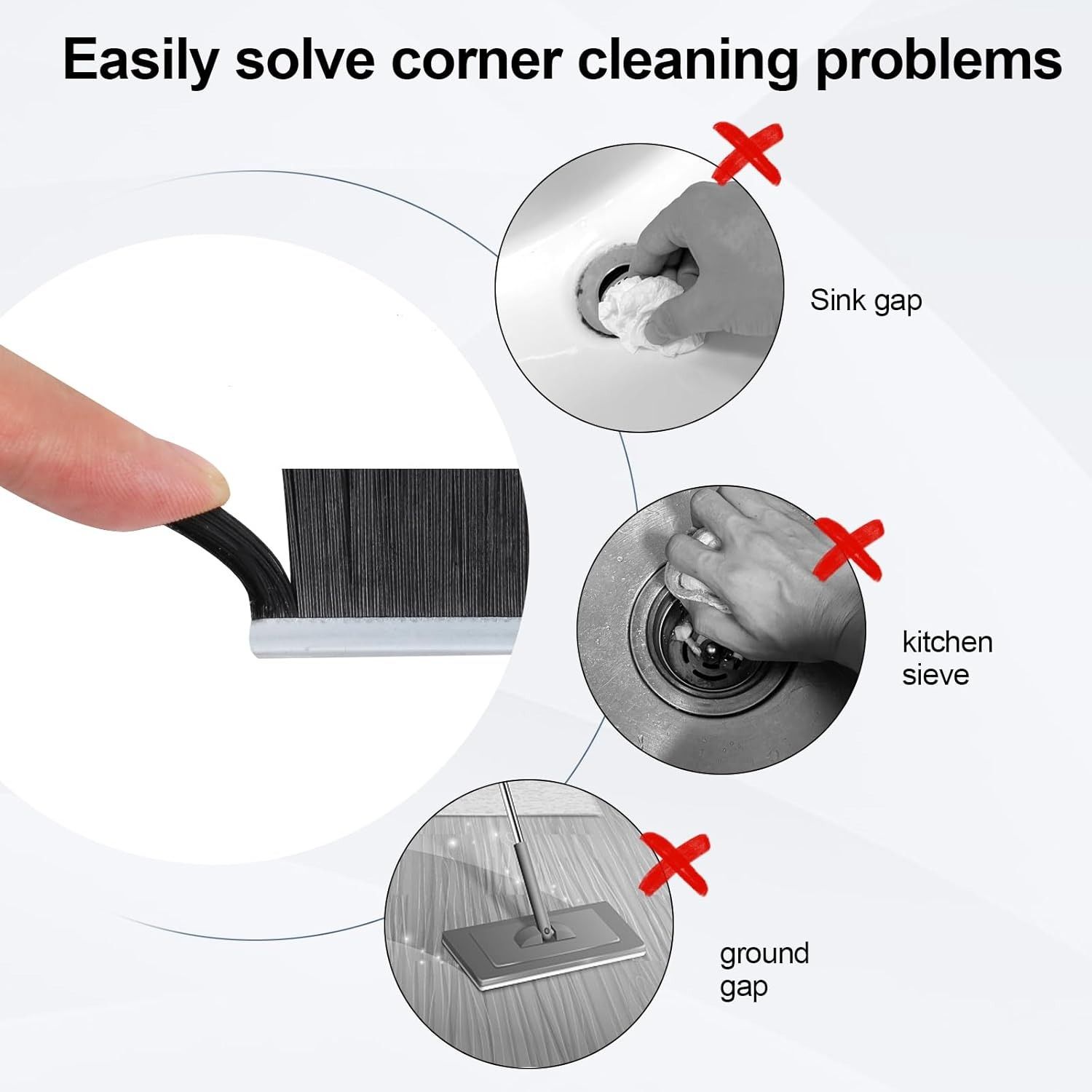 2 pcs Crevice Cleaning Brush, Hard-Bristled Cleaning Brush Tool, for Kitchen Surfaces, Window Slots Dead Corners, Tiles & Faucetsr, Bathroom Gap
