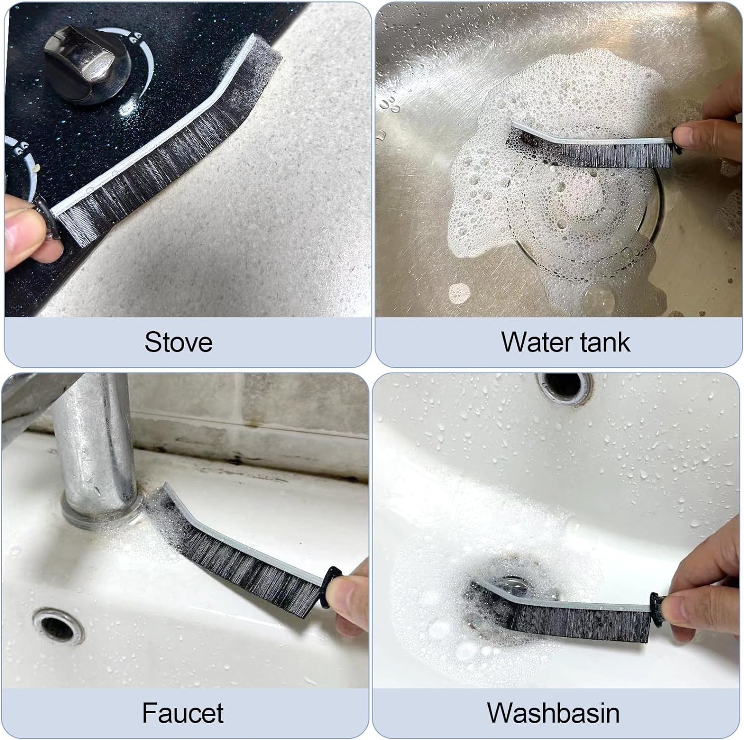 2 pcs Crevice Cleaning Brush, Hard-Bristled Cleaning Brush Tool, for Kitchen Surfaces, Window Slots Dead Corners, Tiles & Faucetsr, Bathroom Gap