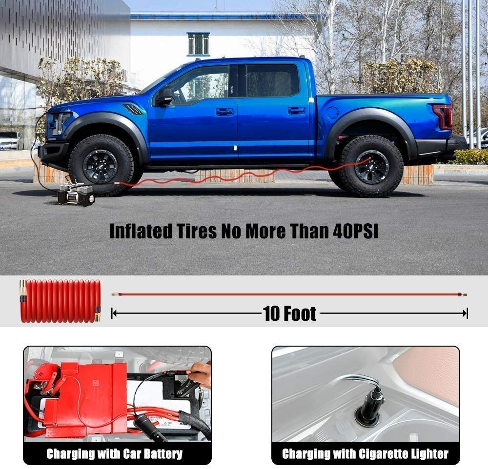 Analog Double Cylinders 12V DC Tyre Inflator, 160 PSI Heavy - Duty Metal Tire Pump, for Car Truck RV Heavy