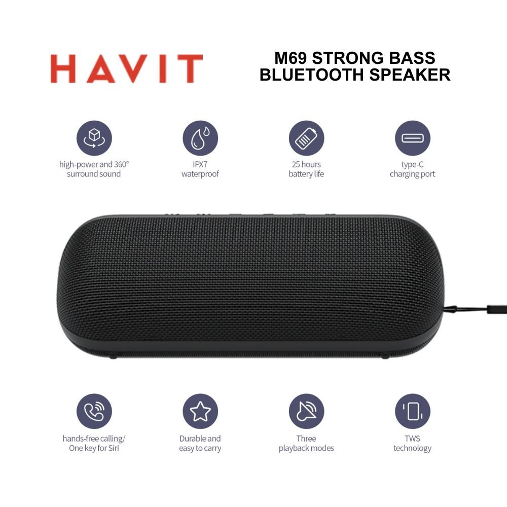 HAVIT M69 Bluetooth Speaker with Dual Strong Bass & IPX7 Waterproof