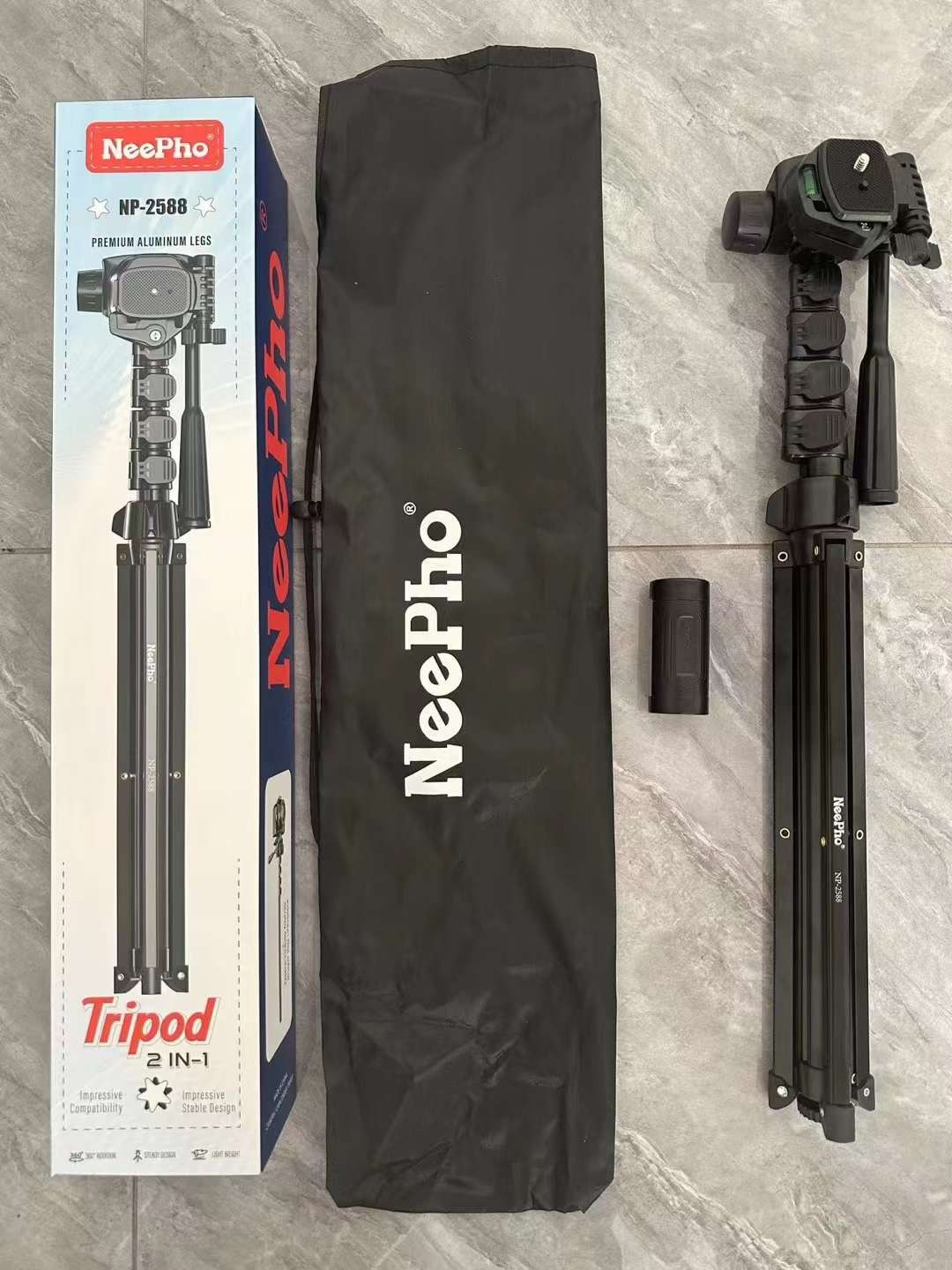 1.5 Mtrs (61-inch) PremiumDuty Aluminum Extendable 360 Degree Rotatable 175 cm Tripod with Carrying Bag