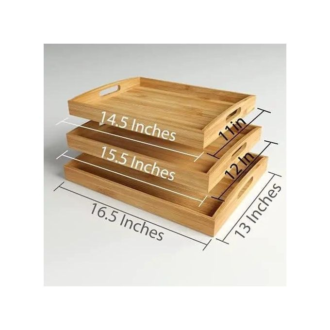 Bamboo 3-in-1 Set Wooden Rectangular Tea Tray/Solid Wood Tray