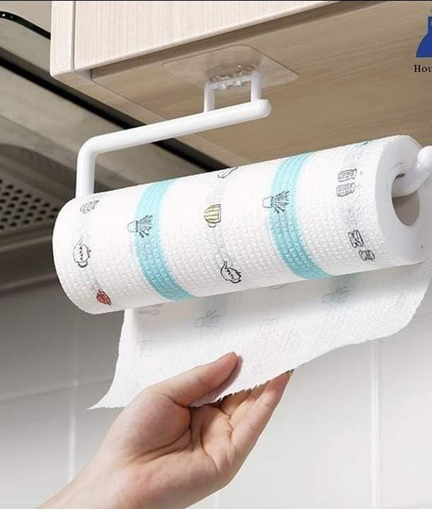 2PC Roll Holder Wall-Mounted Towel Rack Kitchen Rag Rod Multifunctional Household Toilet Roll Paper Rack Hook Rack Storage Supplies White Toilet Paper Rack Brackets