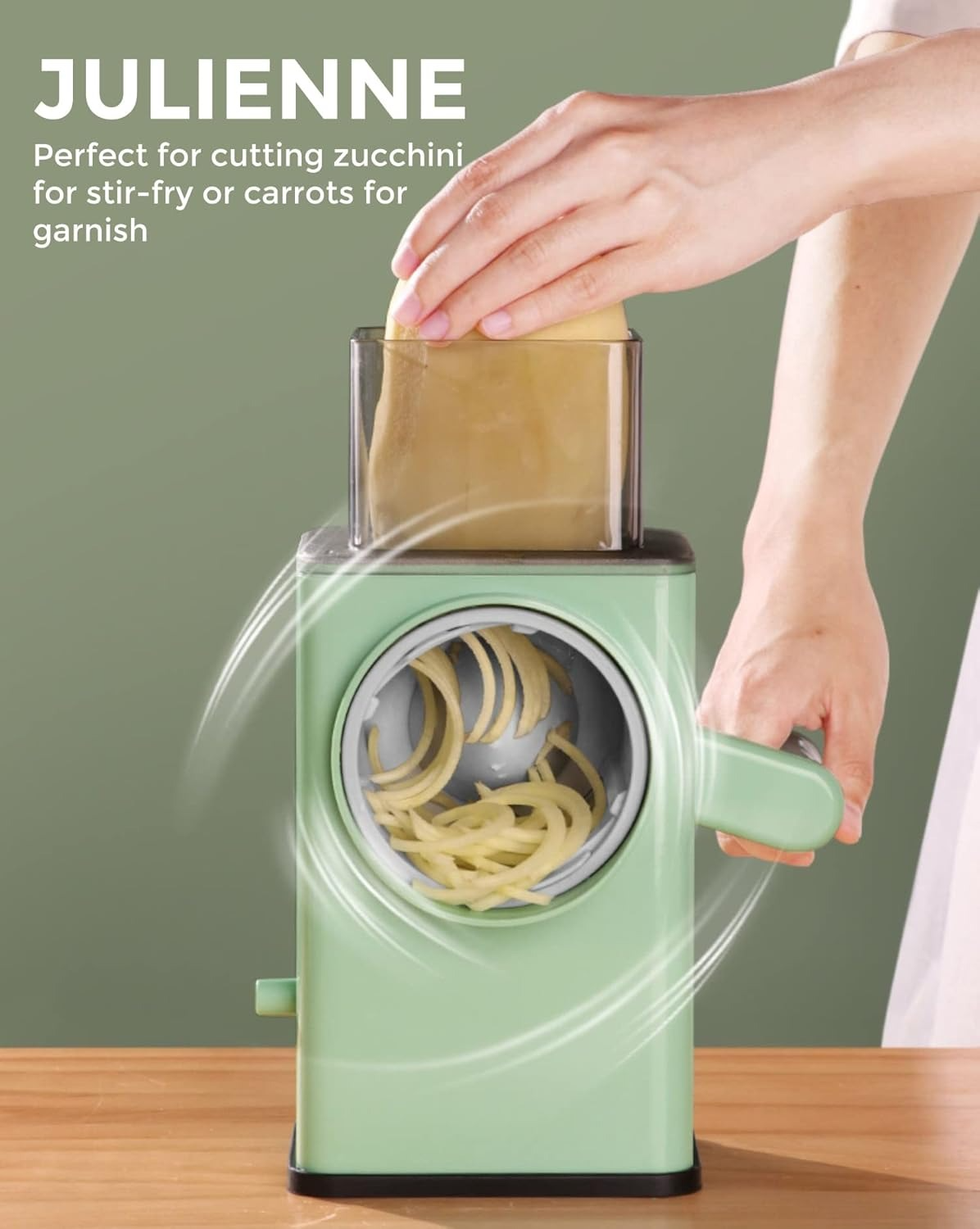Round Mandoline Slicer for Kitchen Vegetable Slicer Cutter Cheese Shredder with Handle, Enlarged Feeder Chute
