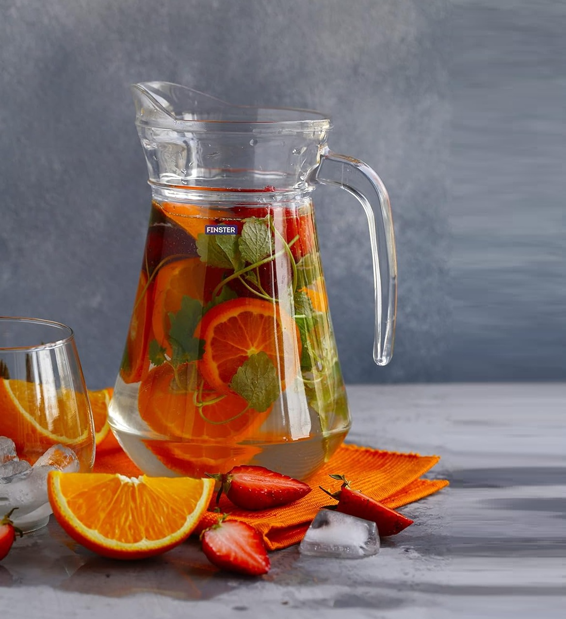 Premium Juice & Water Glasses Set of 6 & Jug Set for Dining Table (6 Pieces Glasses 270ML & 1 Water or Juice Jug 1.3 Ltrs), Transparent, Highball Water Glasses & Jug Set Combo