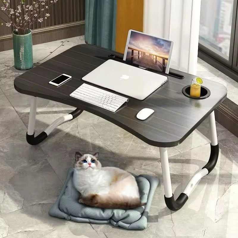 Foldable Bed Table for Laptop, Laptop Desk Table Stand, Laptop Bed Tray Table with Storage Drawer, Notebook Stand Lap Desk for Writing Reading Eating, Portable Laptop Table for Bed Sofa Floor
