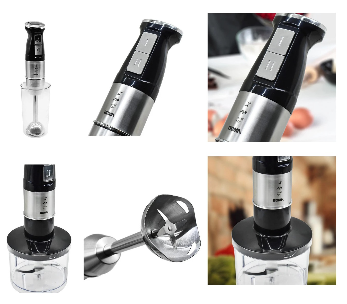 Electric Multifunctional 4-in-1 Hand Blender Mixer and Chopper Set