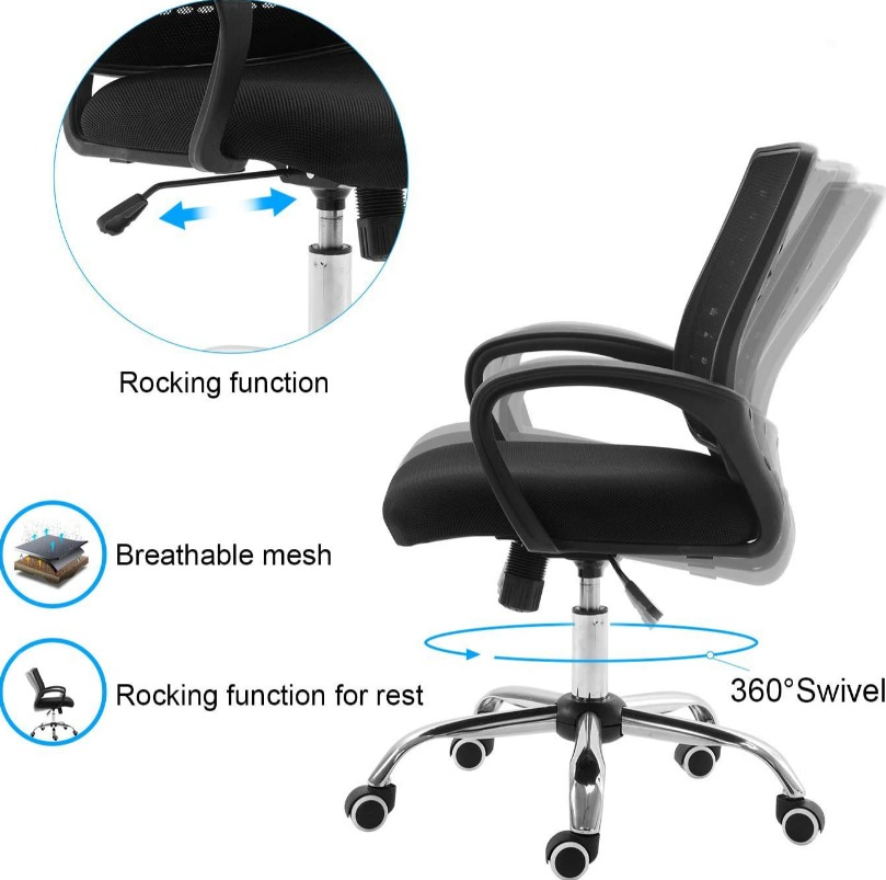 Mid Back Mesh Ergonomic Office Chair with Lumbar Support and Armrests