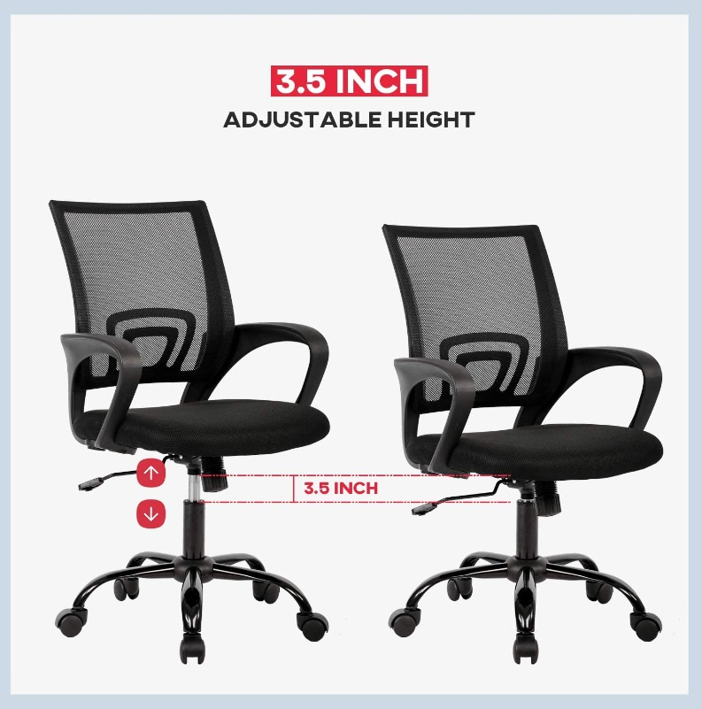 Mid Back Mesh Ergonomic Office Chair with Lumbar Support and Armrests