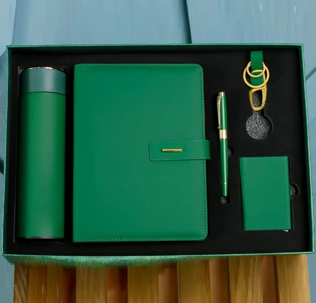 Executive Gift Set with Thermal Flask, Notebook, Business Cardholder, Pen & Keyholder