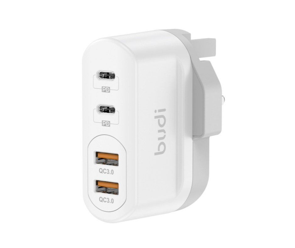Budi 40W Dual USB QC & Dual USB-C PD Wall Super Fast Charger