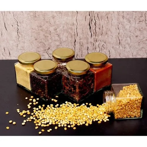 Rectangle Square Shaped Glass Jar, Capacity: 250 mL