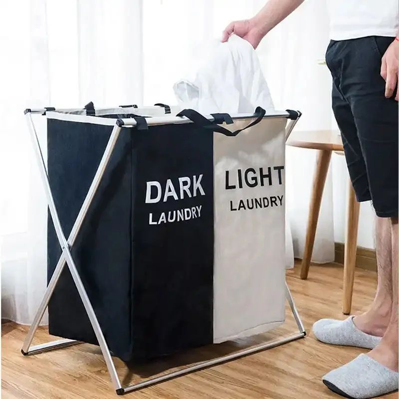 LAUNDRY ORGANIZER BAG. 2 Grid Foldable Color Laundry Basket Laundry Organizer Bag Dirty Laundry Hamper Collapsible. For home dirty clothes/Toys