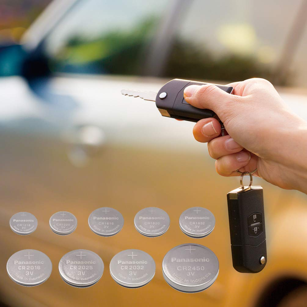 Panasonic Lithium (CR1220, CR1620, CR1632, CR2016, CR2025, CR2032, CR2450, CR1616) Coin Battery 3V - Long-Lasting Power for Keyless Entry Fobs, Toys, and More with Japan Technology