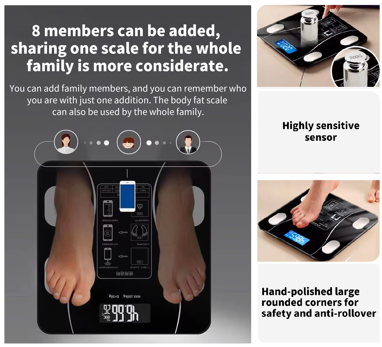 Intelligent Body Fat Scale Charging Electronic Weighing Scale Household Scale Bluetooth Adult Fat Scale Weigh