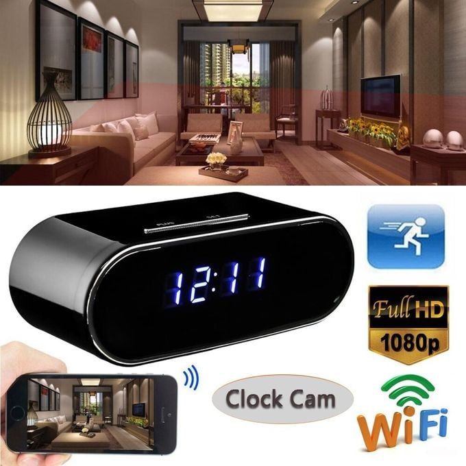 Hidden Spy Camera Clock, HD 1080P WiFi Camera Alarm Clock with Night Vision and Motion Detective, Monitor Video Recorder Nanny Cam for Home Office Security No Audio