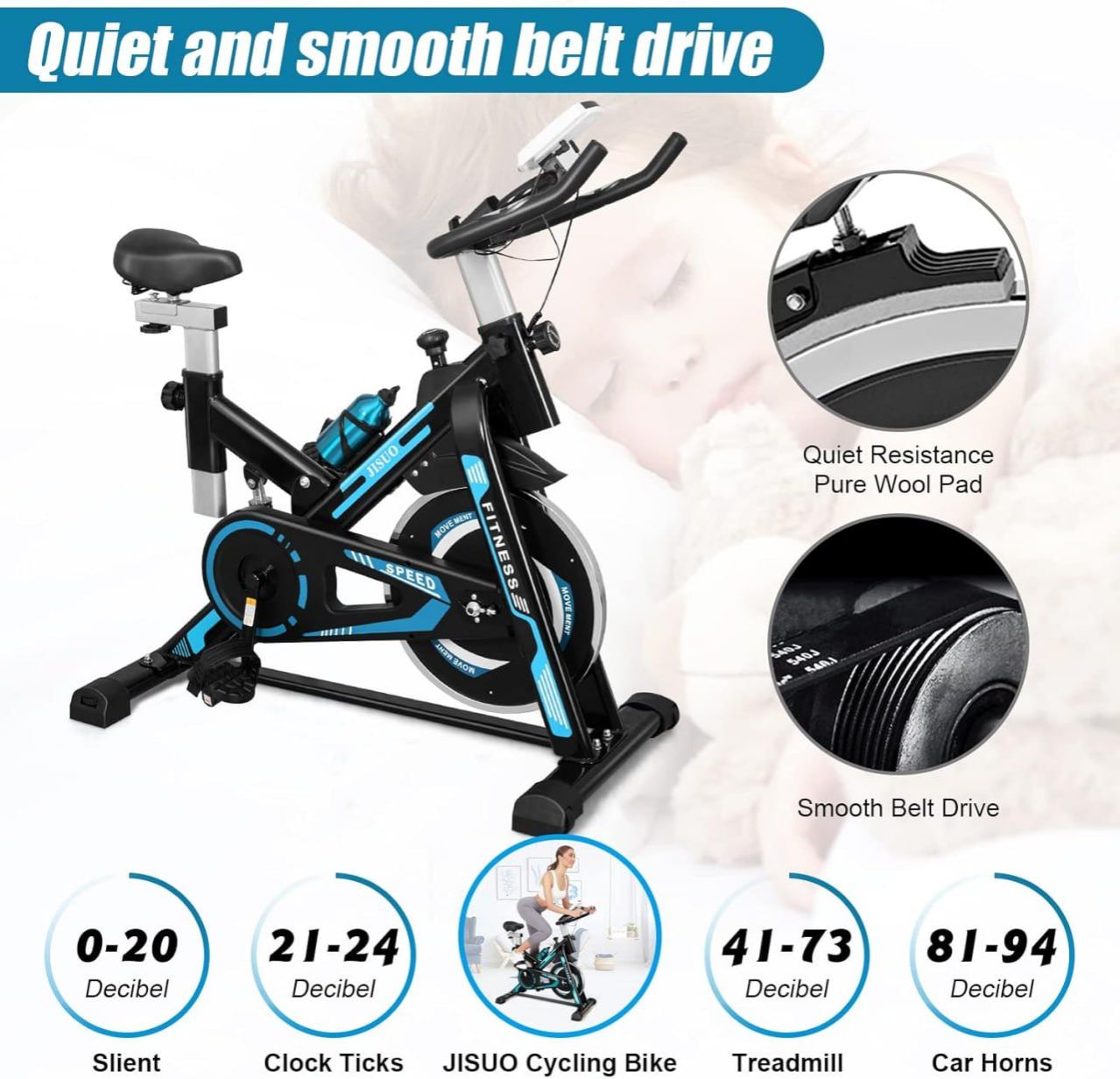 Indoor Cycling Bike Stationary Exercise Bike with Heart Rate Monitor ,Comfortable Seat Cushion, Silent Belt Drive, iPad Holder, Fitness Bike Perfect for Home Cardio Workout Cycle Bike Training