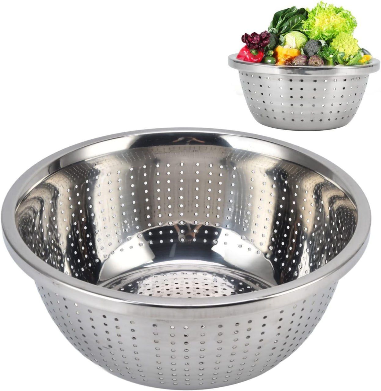 Rice Wash Strainer Rice Sink Strainer Baskets Rice Drainer Vegetable Grater Rice Cleaning Bowl Mesh Grater for Kitchen Stainless Steel Multifunctional Noodle Stainless Steel 32CM