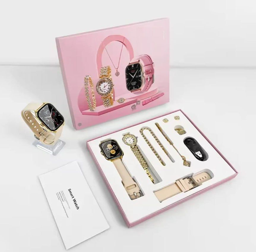 Smart Watch Gift Set With - Necklace -Earrings -Bracelet -Ring Luxury Gift Box For Women