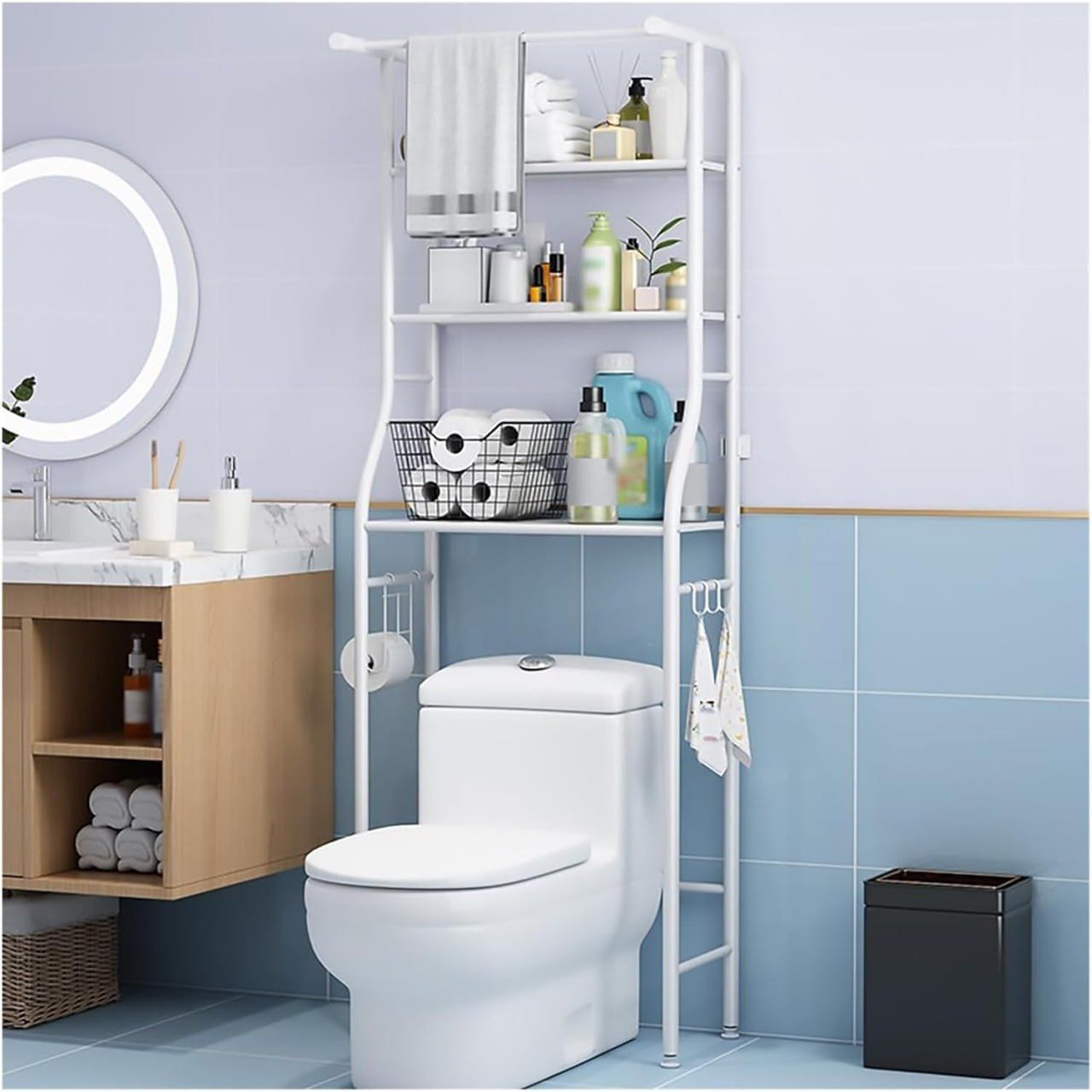 3-Tier Over The Toilet Storage Rack,Multifunctional Bathroom Organizer Over Toilet Shelf