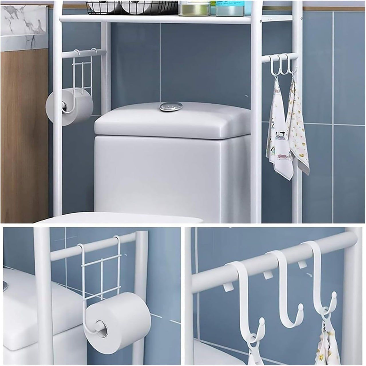 3-Tier Over The Toilet Storage Rack,Multifunctional Bathroom Organizer Over Toilet Shelf
