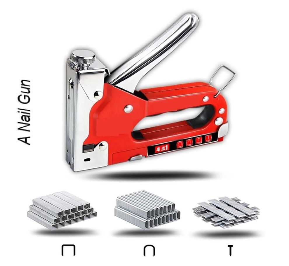 Staple Gun for Wood Heavy Duty with Staples, 3 in 1 Manual Power Adjustment Brad Nail Stapler Gun for Wood, Craft, Wire, Cable, Fabric & Furniture