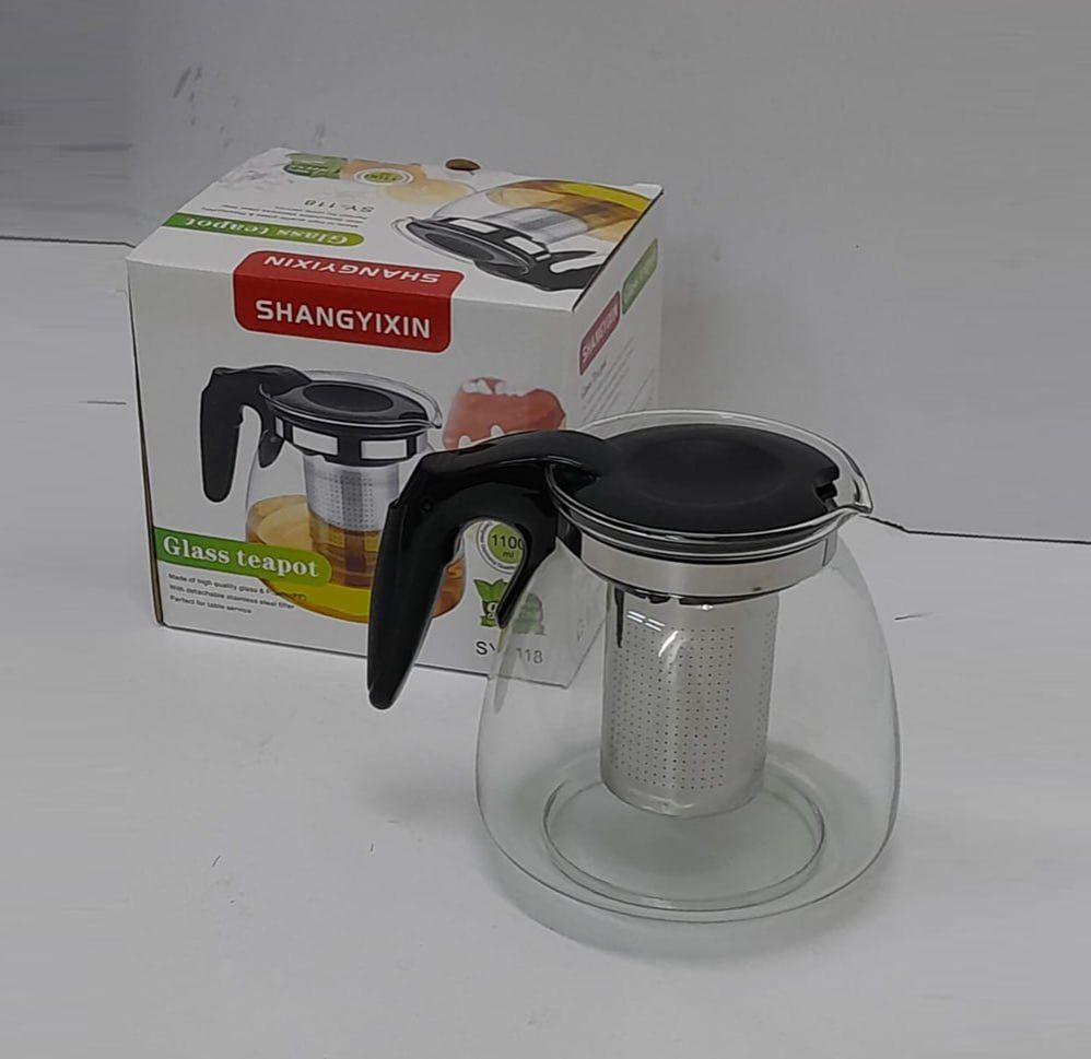 High Quality Heat Resistant Borosilicate Kitchen Glass Tea Pot with Sieve - for Brewing Loose Leaf Tea, Herbal Infusions, or Daily Tea Serving