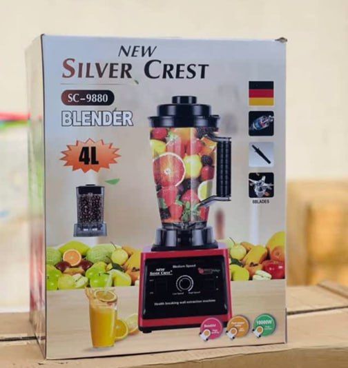 2 in 1 Double Cup Silver Crest German 8000Watts Industrial Blender - 4Ltrs
