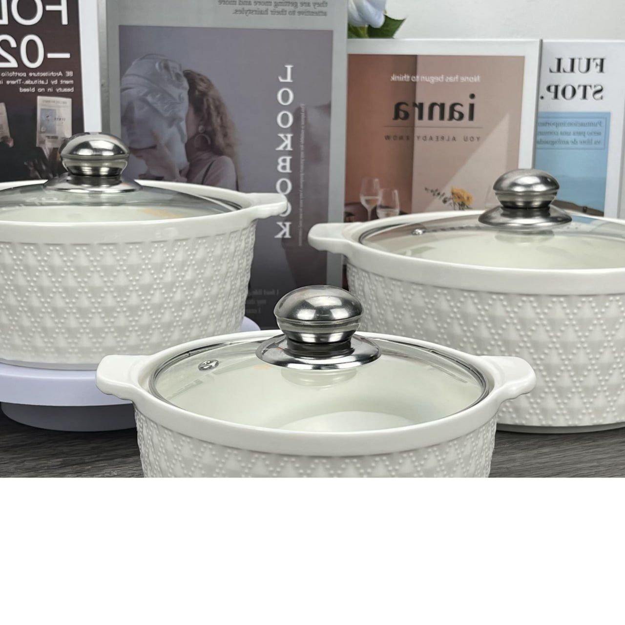 Round Ceramic Soup Pot Soup & Stock Pots (3Ltrs, 2Ltrs, and 1Ltr)