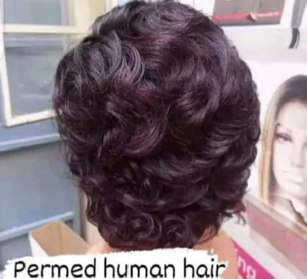 permed human hair closure wig