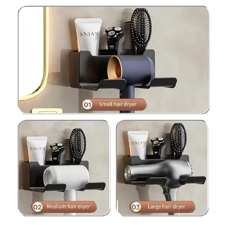 Bathroom wall mount hair dryer rack Shower Bathroom Furniture Kitchen Storage Rack Large Capacity Household Storage bathroom hair dryer rack storage box shower hair dryer storage rack Bathroom wall mo