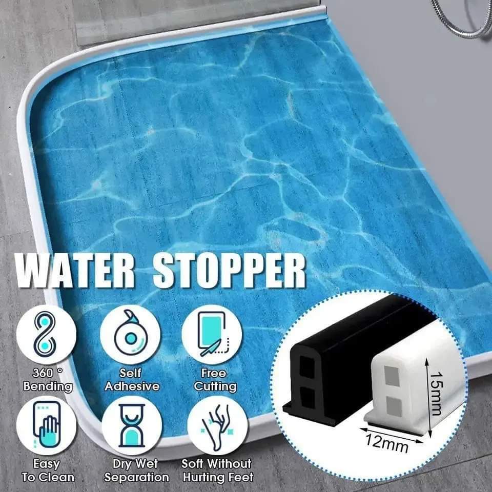 2m Adhesive Silicone flexible bathroom shower water barrier strip water stopper