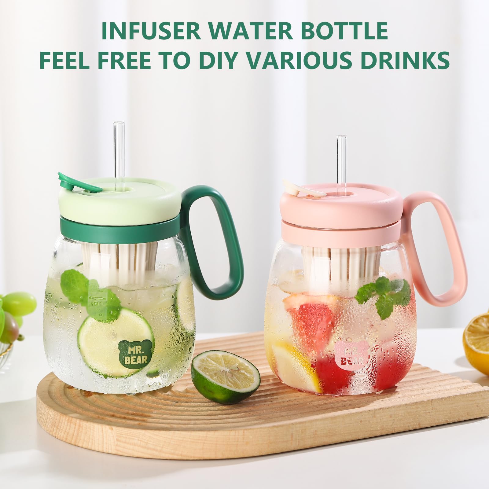 Plastic Water bottle, Teacup With Infuser And Lid, Tea Bottle, Tea Infuser, Water Cup With Straw Tea Separation Straw Cup 850Ml Drinking Jars, With Tea Infuser For Juices Drinking