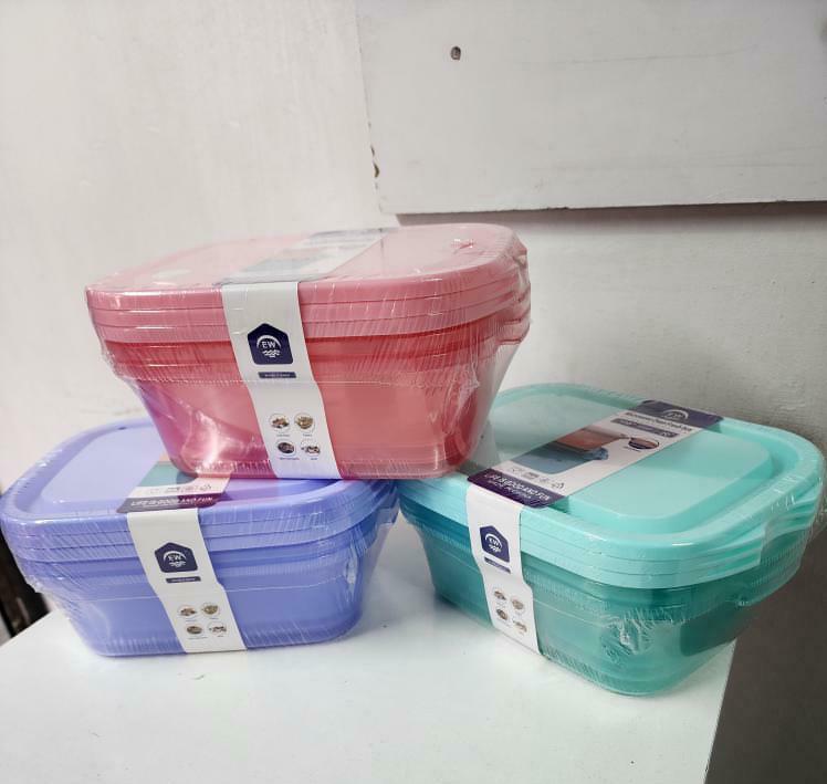 Set of 3 Food grade plastic food container, food storage container, fridge food container, Microwaveable Food Container, Mixed Color, 1000ml each, Can be used to store food