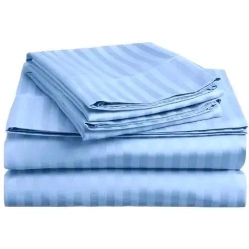 CLEARANCE OFFER Stripped Blue Bedsheet Set 4 Pcs (2 Bedsheets & 2 Pillowcases)