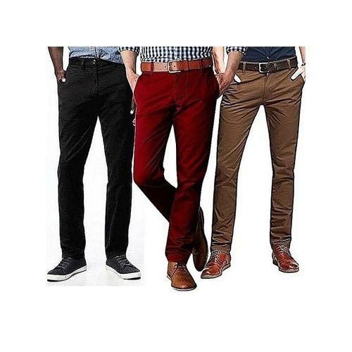 CLEARANCE OFFER 3 Pcs Hard Khaki Men's Trouser- black/maroon/chocolate