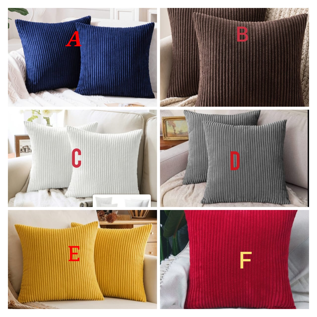 CLEARANCE OFFER 2PCS Striped Corduroy Velvet Cushion Covers/Cases